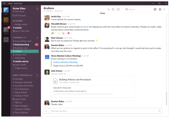 Slack-workplace-management-programme