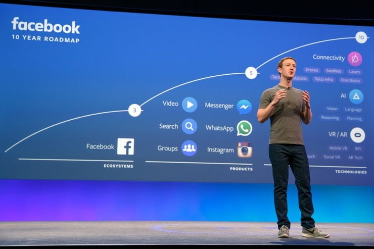 Mark Zuckerberg onstage at F8 2016