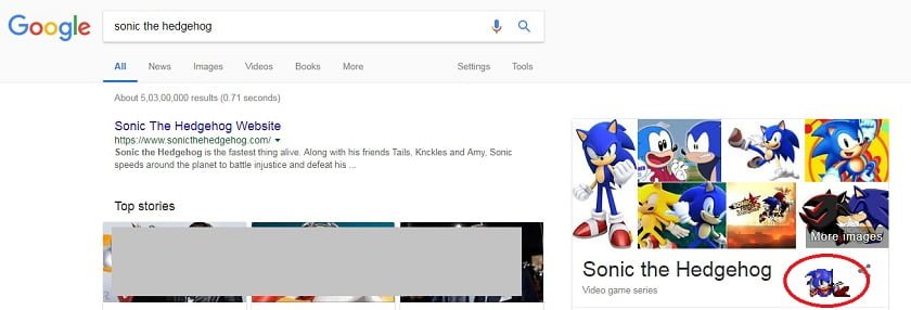 Sonic the Hedgehog Google trick