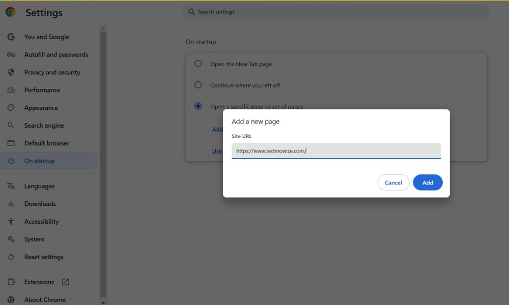 Set new homepage in Chrome